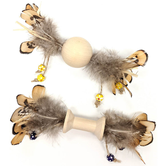 Ethical Pet Spot Love The Earth Wood & Feather Cat Toy (One Size)