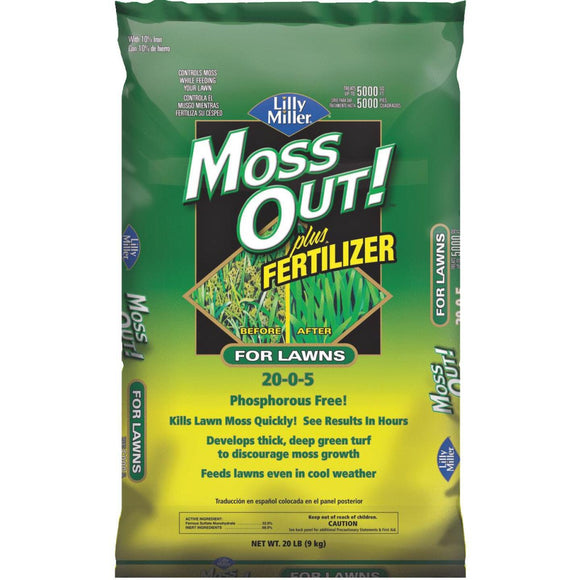 Lilly Miller Moss Out 20 Lb. 20-0-5 Moss Control Plus Fertilizer