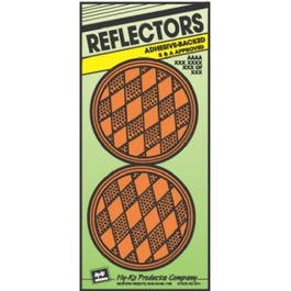 Safety Reflector, Press-On, Amber Plastic, 3.25-In., 2-Pk.