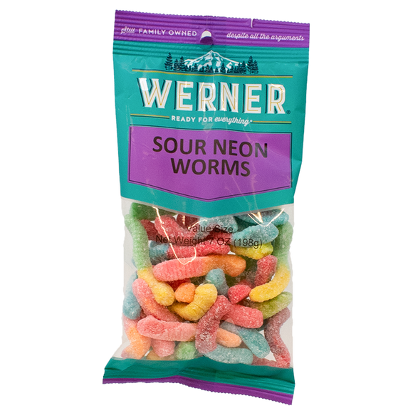 Werner Gourmet Meat Snacks Sour Neon Worms