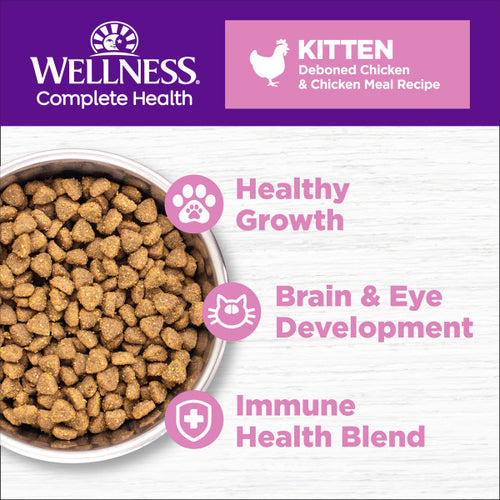 Wellness Complete Health Natural Kitten Grain Free Deboned Chicken and Chicken Meal Dry Cat Food