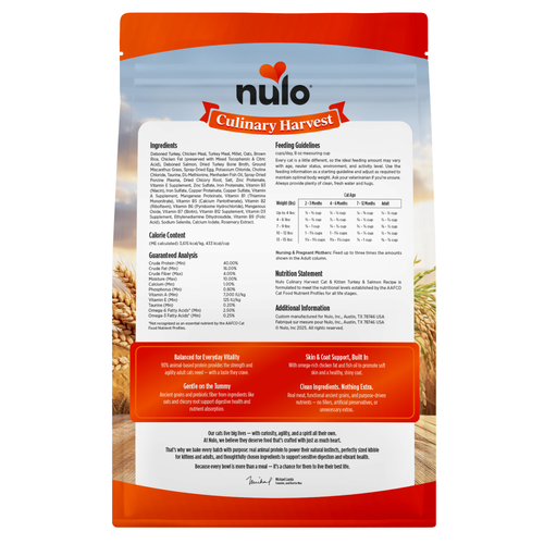 Nulo Culinary Harvest Baked Turkey & Salmon Recipe for Adult Cats & Kittens