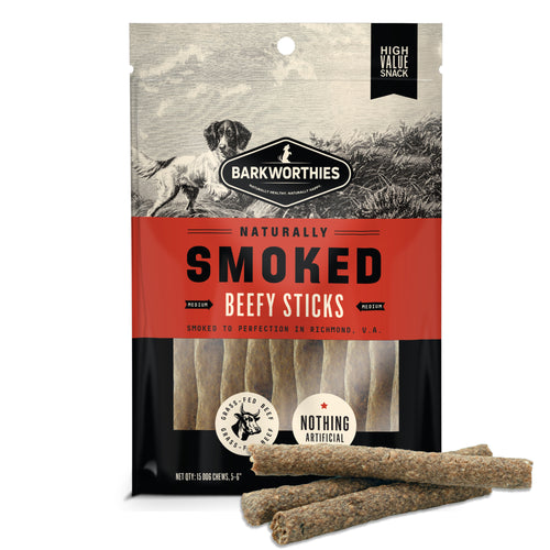 Barkworthies Naturally Smoked Beef Sticks Dog Treats