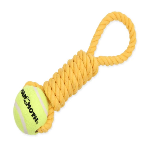 Mammoth Twister Pull Tug with Ball Dog Toy Yellow